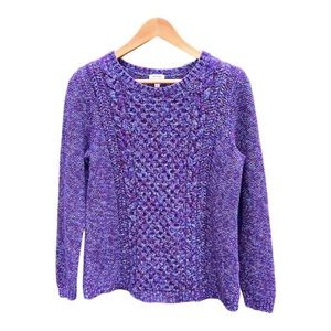 Talbots 100% cotton deep purple cable knit sweater size M